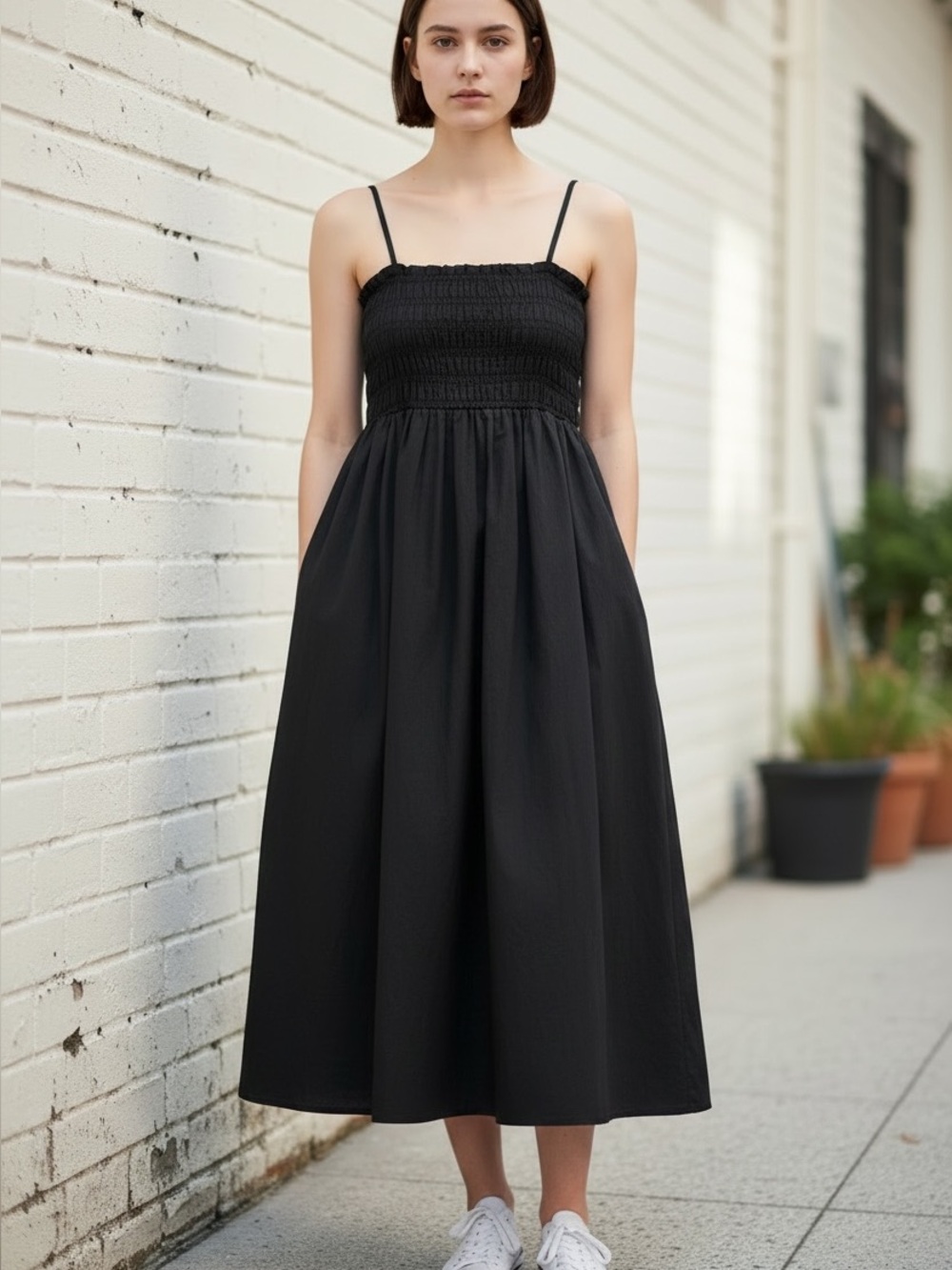 H&M Maxi Dress with Spaghetti Straps Black size Med. NWT